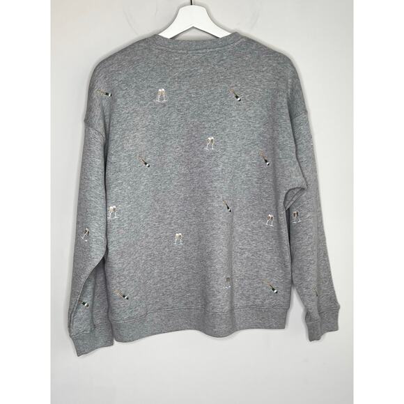 Rails Champagne Embroidery Long Sleeve Varsity Sweatshirt Gray Women's Small - Picture 13 of 14